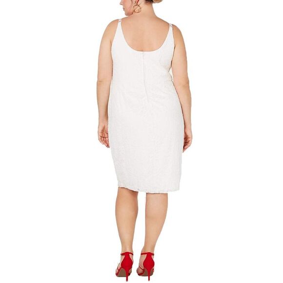Emerald Sundae Trendy Plus Size Lace Stretch Bodycon Dress Off-White White 2X - Picture 3 of 3